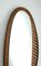 Large Mid-Century French Oval Rattan and Wood Wall Mirror, 1950s 11