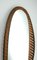 Large Mid-Century French Oval Rattan and Wood Wall Mirror, 1950s, Image 11