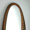 Large Mid-Century French Oval Rattan and Wood Wall Mirror, 1950s 7