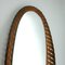 Large Mid-Century French Oval Rattan and Wood Wall Mirror, 1950s, Image 7