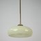 Lámpara colgante Bauhaus alemana de vidrio opalino en crema y latón, años 30, Imagen 5