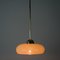 Lampe à Suspension Art Déco Crème Bauhaus en Verre Opalin Rayé et en Laiton, Allemagne, 1930s 11