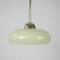 German Art Deco Bauhaus Cream Opaline Striped Glass and Brass Pendant, 1930s 7