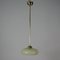 German Art Deco Bauhaus Cream Opaline Striped Glass and Brass Pendant, 1930s 9