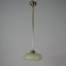 Lámpara colgante Bauhaus alemana de vidrio opalino en crema y latón, años 30, Imagen 9