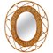 Mid-Century French Oval Rattan and Wicker Wall Mirror, 1950s 1
