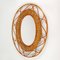 Mid-Century French Oval Rattan and Wicker Wall Mirror, 1950s, Image 3