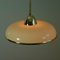 Art Deco German Bauhaus Cream Opaline Glass and Brass Pendants, Set of 2 13