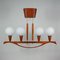 Lampadario Mid-Century moderno in teak e vetro satinato, Svezia, anni '60, Immagine 2