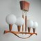 Lampadario Mid-Century moderno in teak e vetro satinato, Svezia, anni '60, Immagine 14