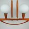 Lampadario Mid-Century moderno in teak e vetro satinato, Svezia, anni '60, Immagine 8