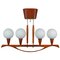 Lampadario Mid-Century moderno in teak e vetro satinato, Svezia, anni '60, Immagine 1