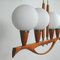 Lampadario Mid-Century moderno in teak e vetro satinato, Svezia, anni '60, Immagine 17