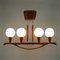 Lampadario Mid-Century moderno in teak e vetro satinato, Svezia, anni '60, Immagine 5