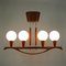 Mid-Century Swedish Modern Teak and Satin Glass Chandelier, 1960s 5