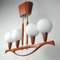 Lampadario Mid-Century moderno in teak e vetro satinato, Svezia, anni '60, Immagine 15