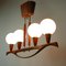 Lampadario Mid-Century moderno in teak e vetro satinato, Svezia, anni '60, Immagine 16