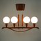 Lampadario Mid-Century moderno in teak e vetro satinato, Svezia, anni '60, Immagine 3