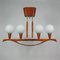 Lampadario Mid-Century moderno in teak e vetro satinato, Svezia, anni '60, Immagine 20