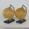 French Art Deco Nickel Table Lamps with Amber Opal Shades, 1920s, Set of 2 9