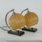 French Art Deco Nickel Table Lamps with Amber Opal Shades, 1920s, Set of 2 8