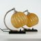 French Art Deco Nickel Table Lamps with Amber Opal Shades, 1920s, Set of 2 2