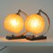 French Art Deco Nickel Table Lamps with Amber Opal Shades, 1920s, Set of 2 14