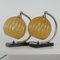 French Art Deco Nickel Table Lamps with Amber Opal Shades, 1920s, Set of 2, Image 13