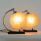 French Art Deco Nickel Table Lamps with Amber Opal Shades, 1920s, Set of 2 3