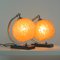 French Art Deco Nickel Table Lamps with Amber Opal Shades, 1920s, Set of 2 5