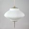 Mid-Century Ribbed Milk Glass & Brass Globe Pendant Attributed to Stilnovo 18