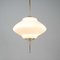 Mid-Century Ribbed Milk Glass & Brass Globe Pendant Attributed to Stilnovo 7