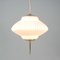 Mid-Century Ribbed Milk Glass & Brass Globe Pendant Attributed to Stilnovo, Image 5