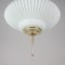 Mid-Century Ribbed Milk Glass & Brass Globe Pendant Attributed to Stilnovo, Image 15