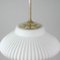 Mid-Century Ribbed Milk Glass & Brass Globe Pendant Attributed to Stilnovo 16