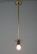 Mid-Century Ribbed Milk Glass & Brass Globe Pendant Attributed to Stilnovo, Image 11