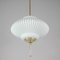 Mid-Century Ribbed Milk Glass & Brass Globe Pendant Attributed to Stilnovo 12