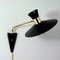 Schwarze Mid-Century Messing Wandlampe im Stile von Pierre Guariche 3