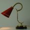 Lámpara de mesa cuello de ganso francés Mid-Century de mármol rojo y latón, años 50, Imagen 12