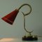 Mid-Century French Red Brass and Marble Gooseneck Table Lamp, 1950s 12