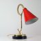 Mid-Century French Red Brass and Marble Gooseneck Table Lamp, 1950s, Image 2