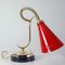 Lámpara de mesa cuello de ganso francés Mid-Century de mármol rojo y latón, años 50, Imagen 8