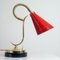 Lámpara de mesa cuello de ganso francés Mid-Century de mármol rojo y latón, años 50, Imagen 5