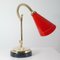 Lámpara de mesa cuello de ganso francés Mid-Century de mármol rojo y latón, años 50, Imagen 7