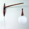 Mid-Century Swedish Swiveling Teak and Milk Glass Sconce, 1960s, Image 2