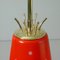 Mid-Century Scandinavian Red Glass and Brass Pendant, 1950s, Image 5