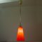 Mid-Century Scandinavian Red Glass and Brass Pendant, 1950s, Image 7
