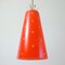 Mid-Century Scandinavian Red Glass and Brass Pendant, 1950s, Image 6