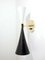 Mid-Century Black and White Double Cone Diabolo Wall Light Sconce 2