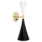Mid-Century Black and White Double Cone Diabolo Wall Light Sconce 1
